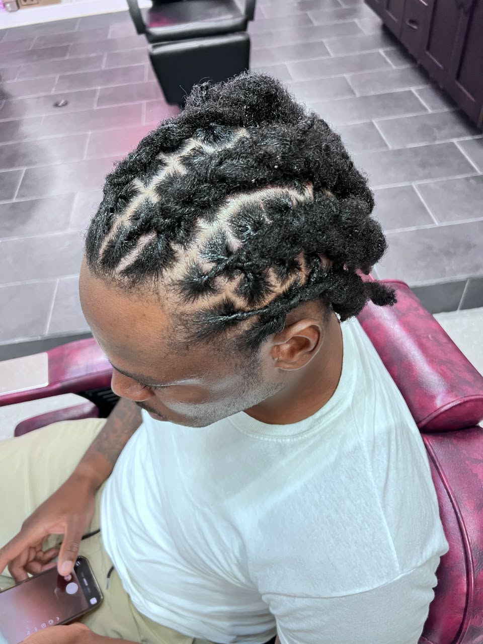 Braided loc style with sharp box parts